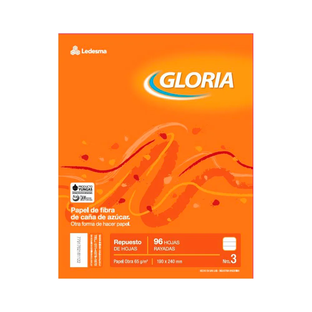 Hojas gloria nro3  96u rayadas