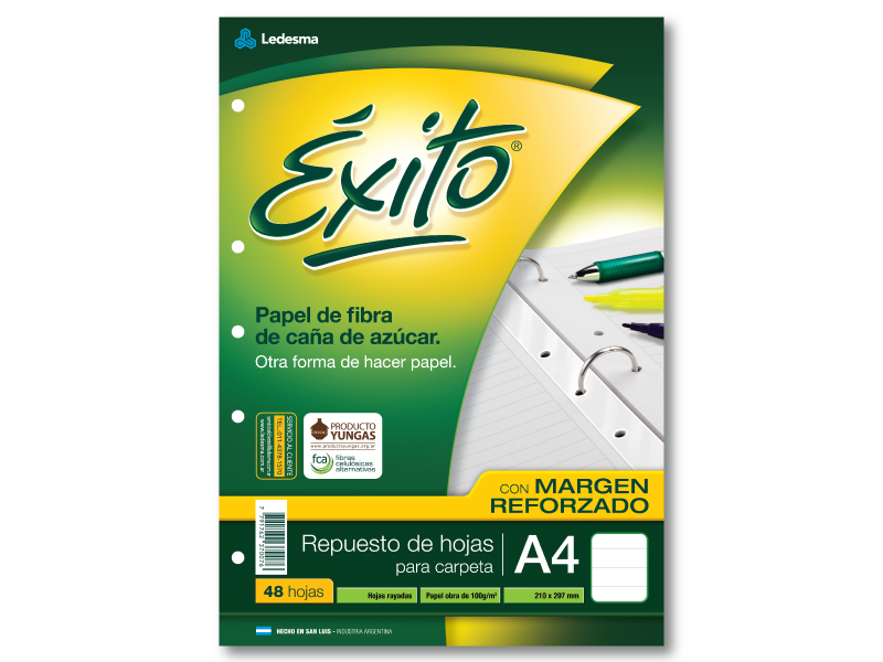 Hojas a4 exito 48u rayado con margen reforzado