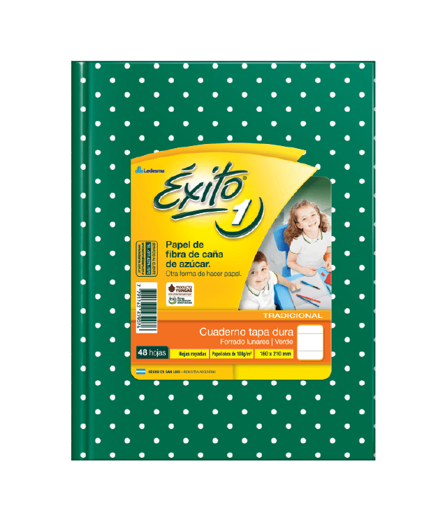 Cuaderno exito nro1 verde oscuro con lunares
