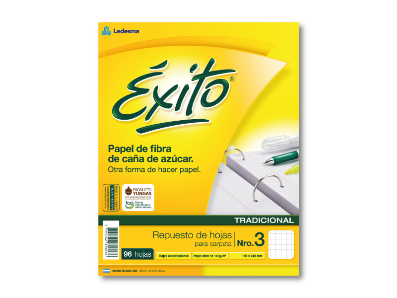 Hojas exito  numero 3 x96 rayadas