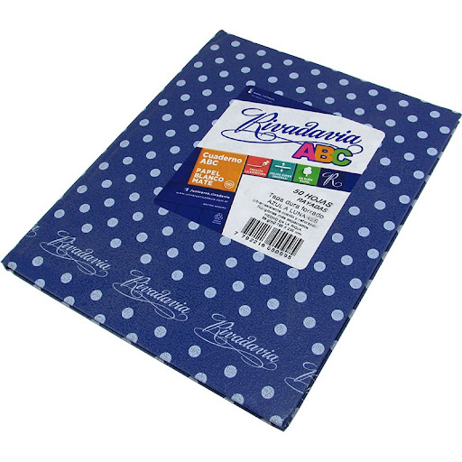 Cuaderno rivadavia nro3 azul lunares blancos