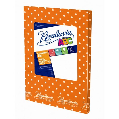 Cuaderno rivadavia nro3 naranja lunares blancos