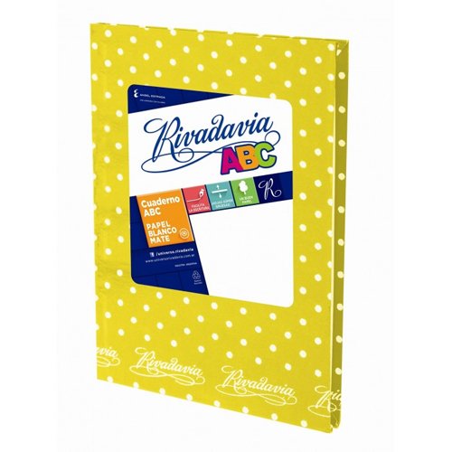 Cuaderno rivadavia nro3 amarillo lunares blancos