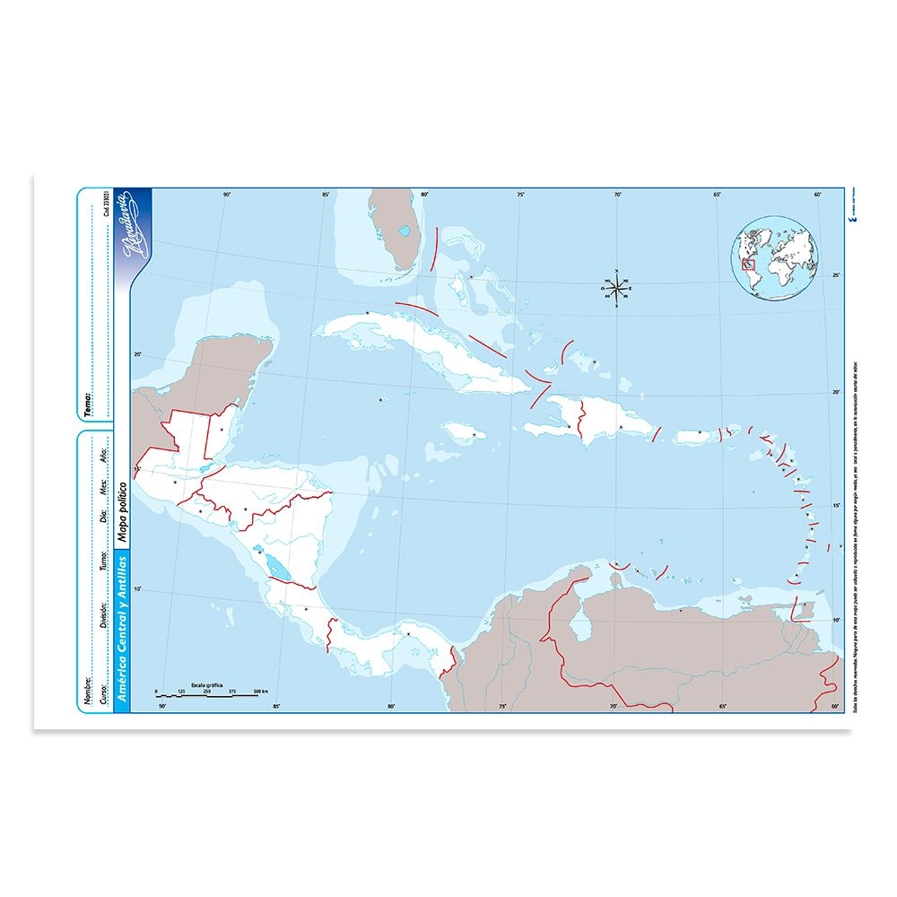 Mapa rivadavia nro 3 america central y antillas