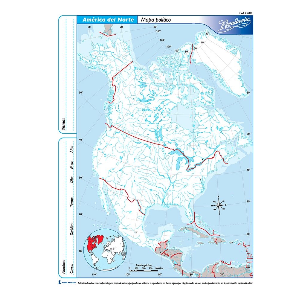Mapa rivadavia nro 3 america del norte politico