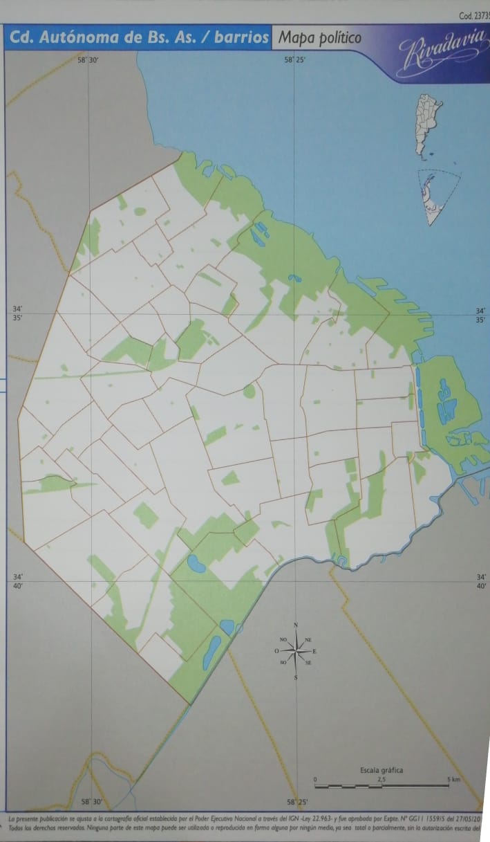 Mapa rivadavia nro 3 ciudad autonoma de bs as y sus barrios n3 politico 