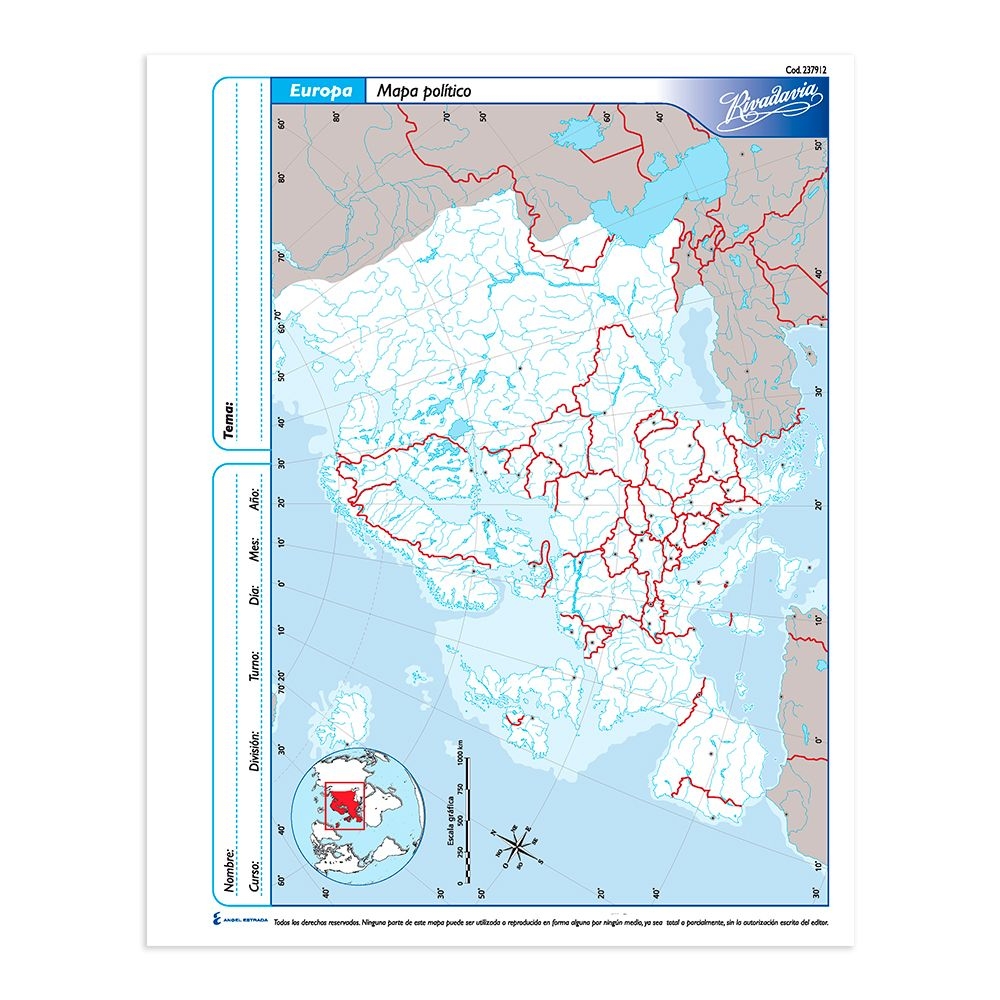 Mapa rivadavia nro 3  politico europa