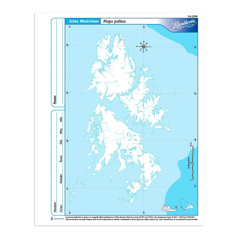 Mapa rivadavia nro 3 islas malvinas 