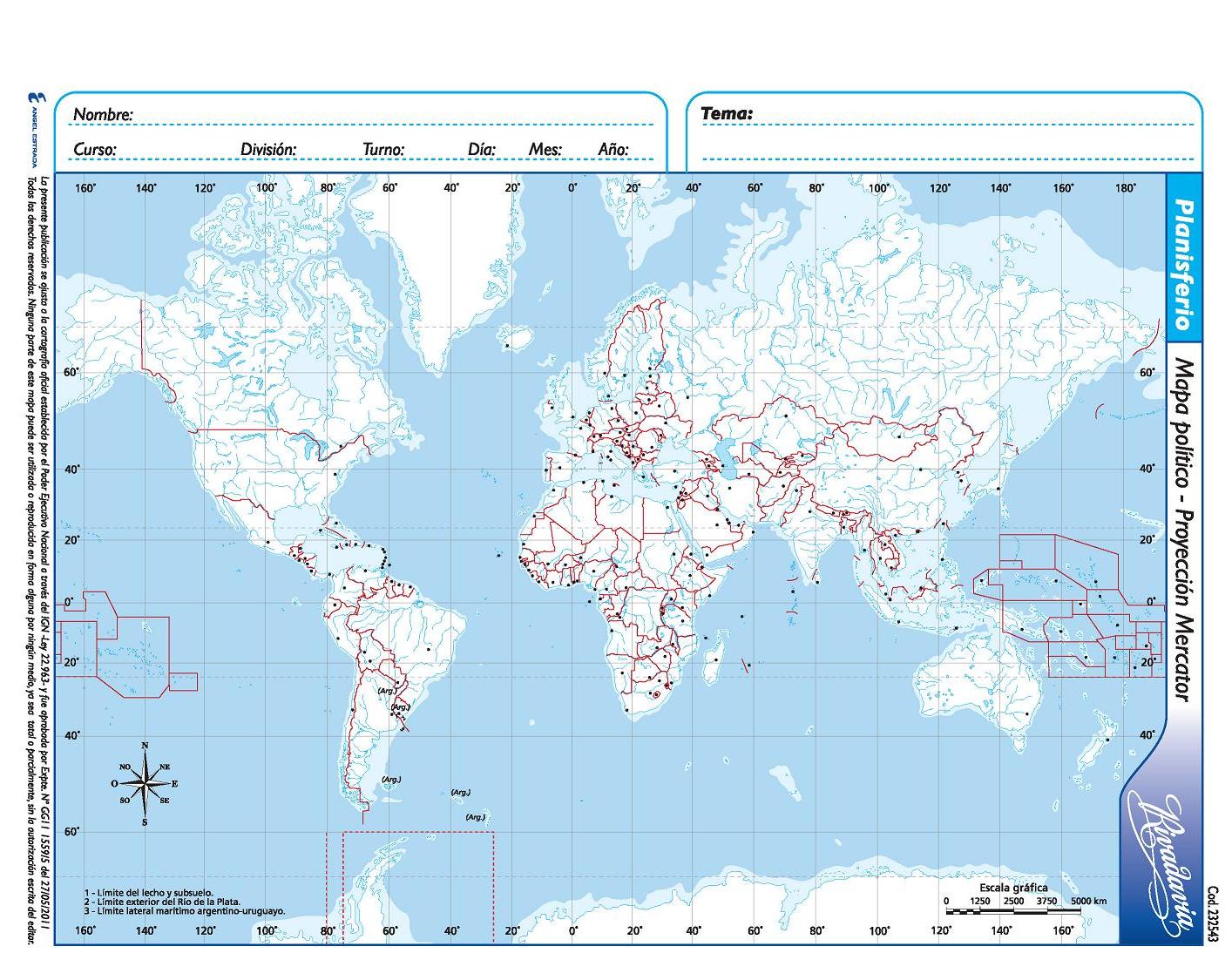 Mapa rivadavia nro 3 planisferio politico