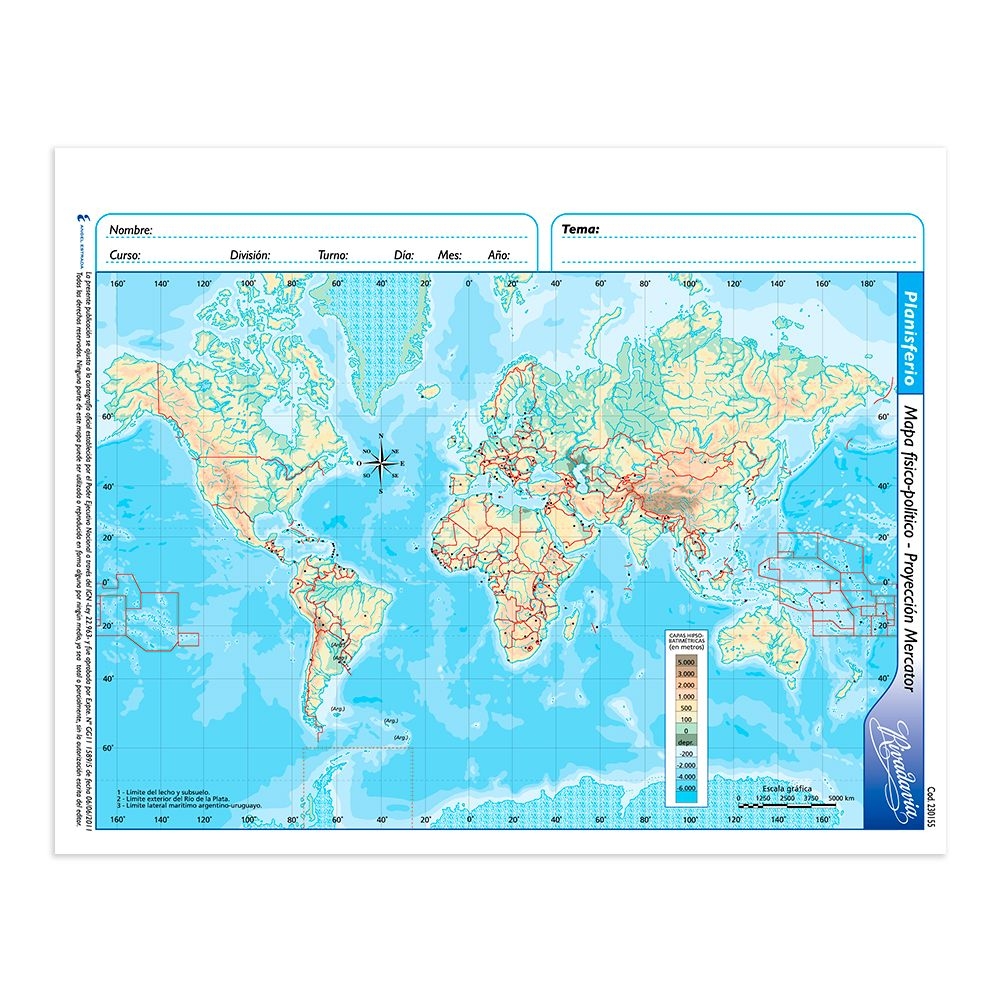 MAPA PLANISFERIO FISICO POLITICO NRO5
