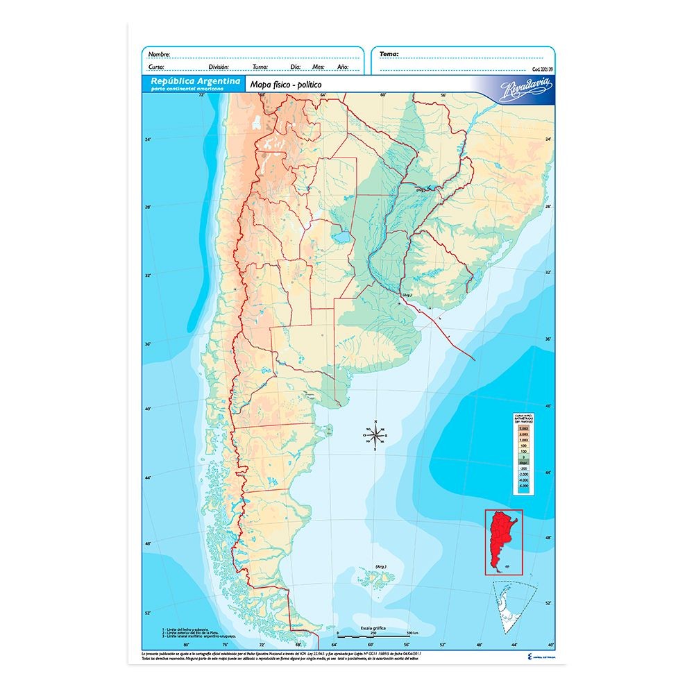 Mapa rivadavia nro 3 republica argentina fisico politico