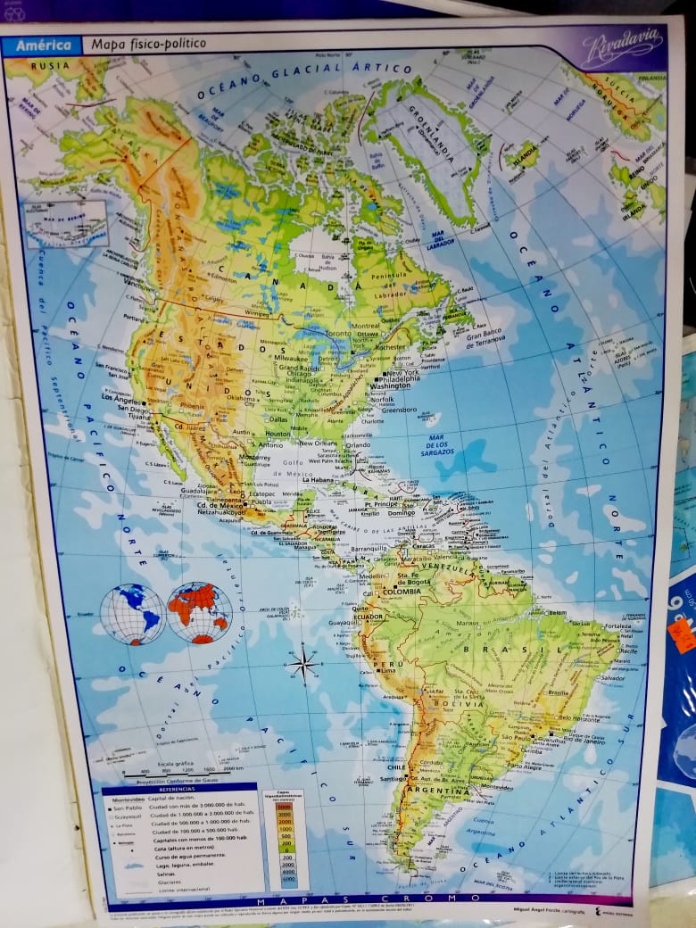 Mapa rivadavia nro 6 continente americano fisico politico