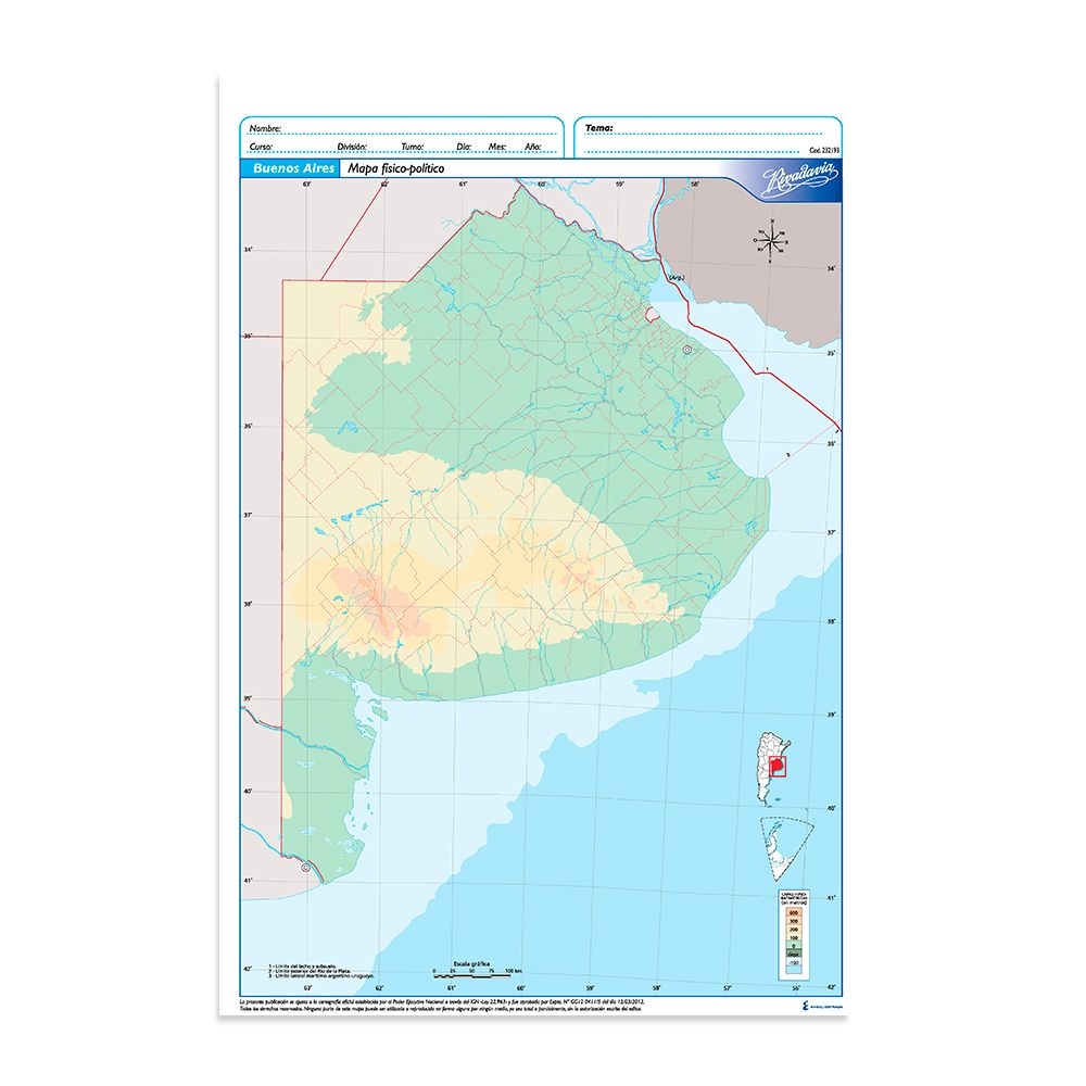 Mapa rivadavia buenos aires fisico politico nro 5 