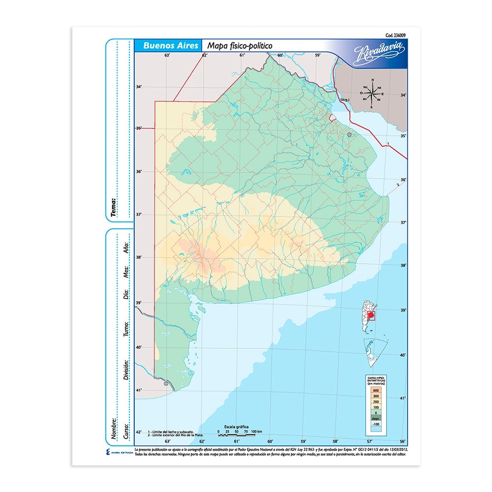 Mapa rivadavia nro 3 buenos aires fisico politico