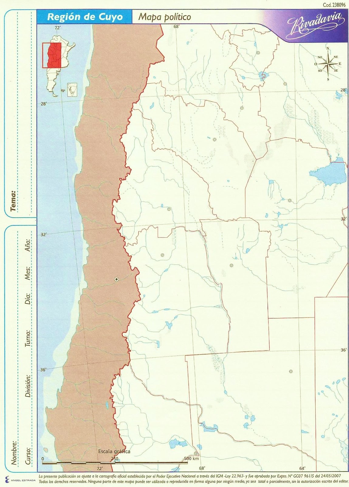 Mapa rivadavia nro 3 region cuyo 