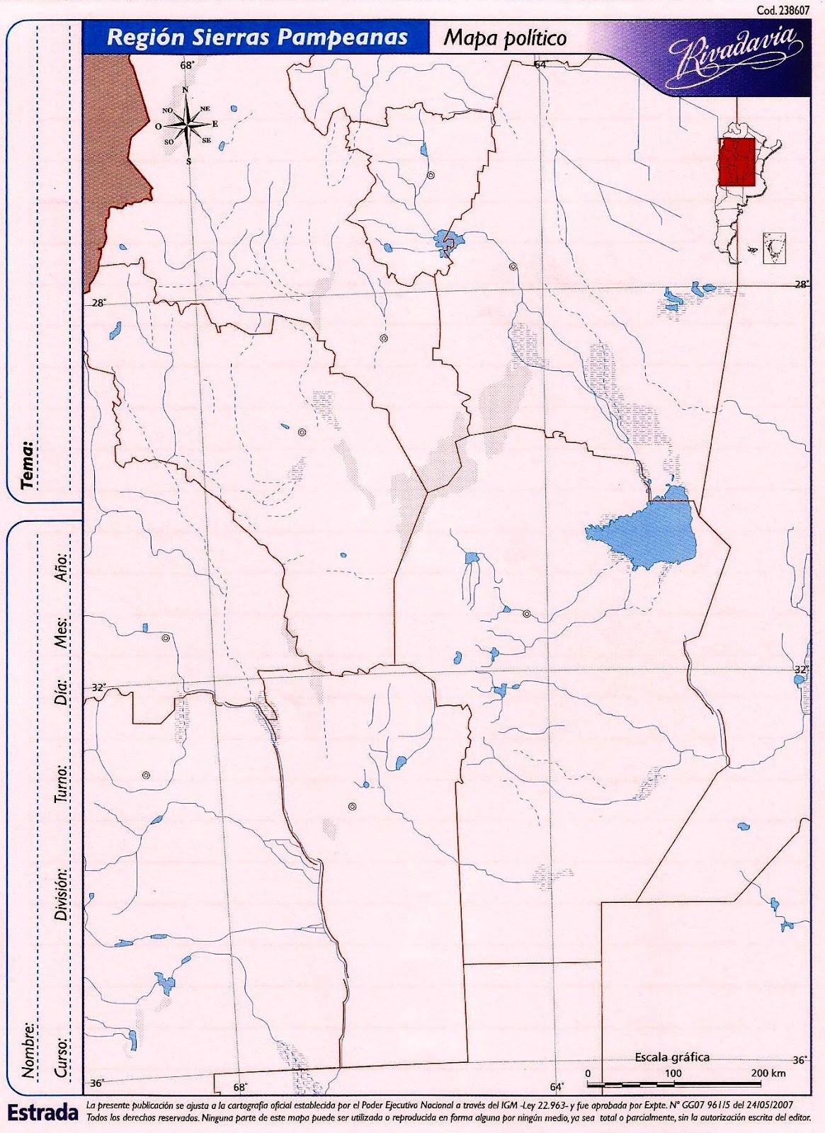 Mapa rivadavia nro 3 region pampeana  politico