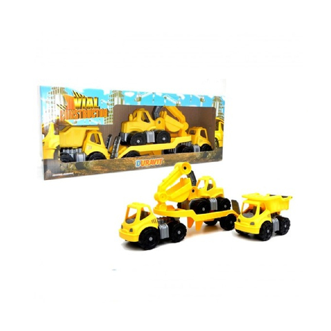 Mini camion c/trailer+volcador+retro