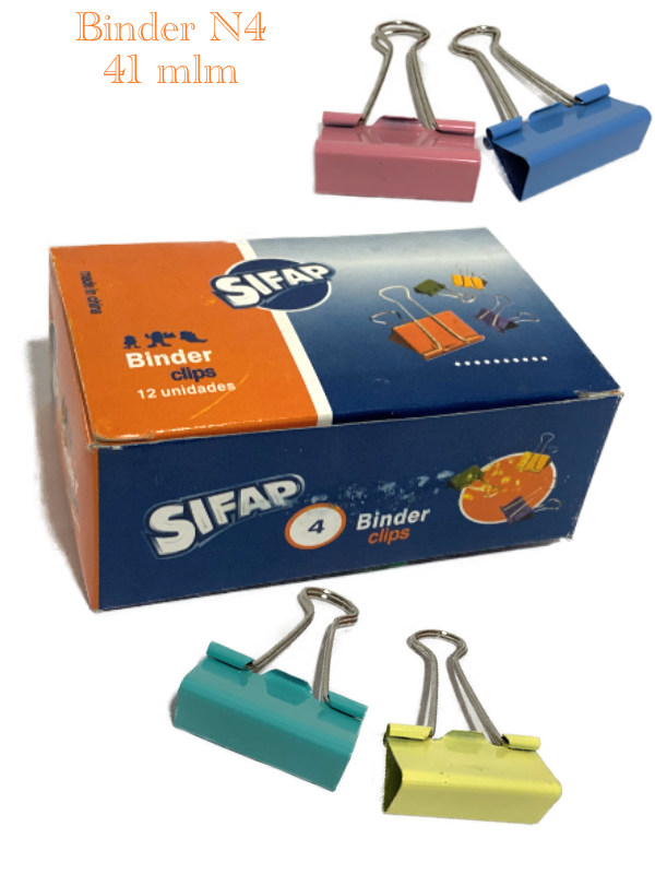 Binder clips sifap n 4  pastel 41 mm