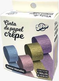 Cinta de papel crepe pastel metalizado