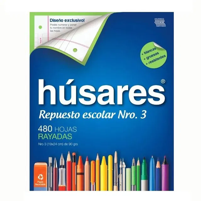 Hojas husares numero 3 rayadas x480