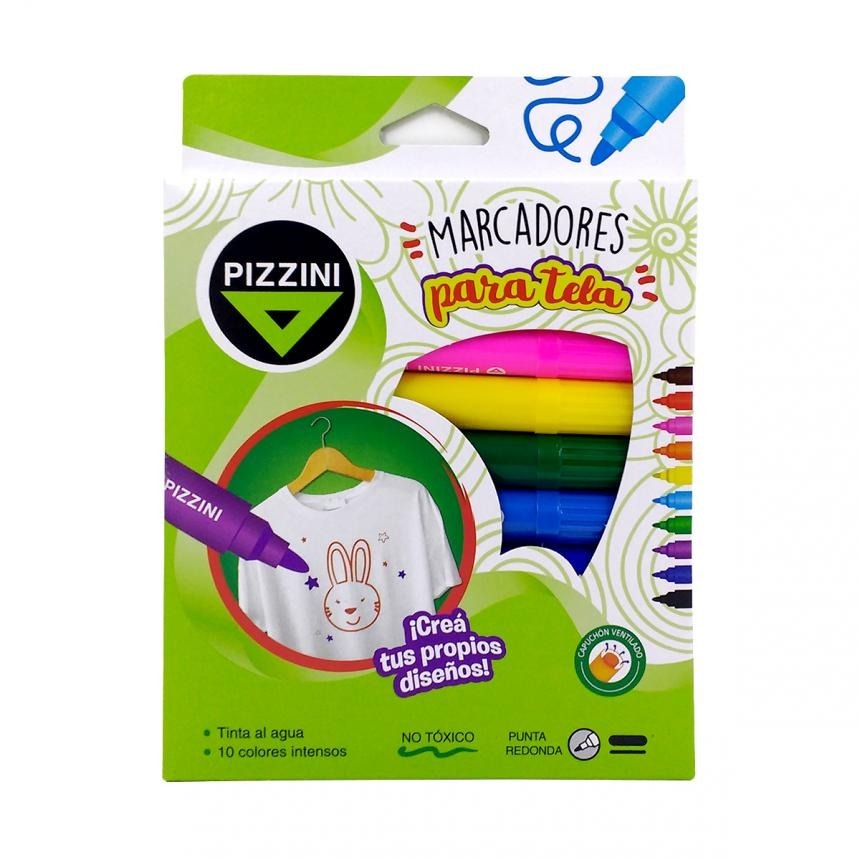 Marcadores pizzini para tela x10 colores
