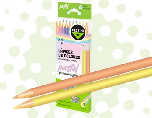 Lapices pizzini triangular x 10 colores pastel