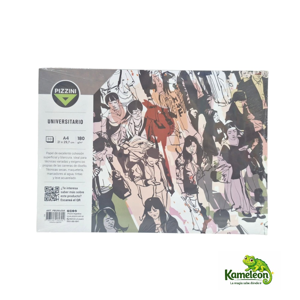 Block pizzini dibujo emblocado a4 30hj. 180grs. universitario