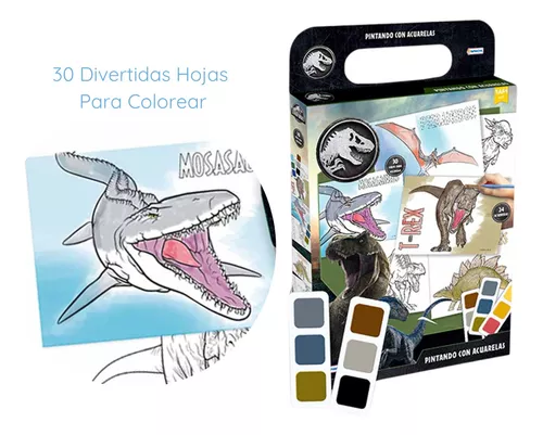 Set pintando con acuarelas jurassic