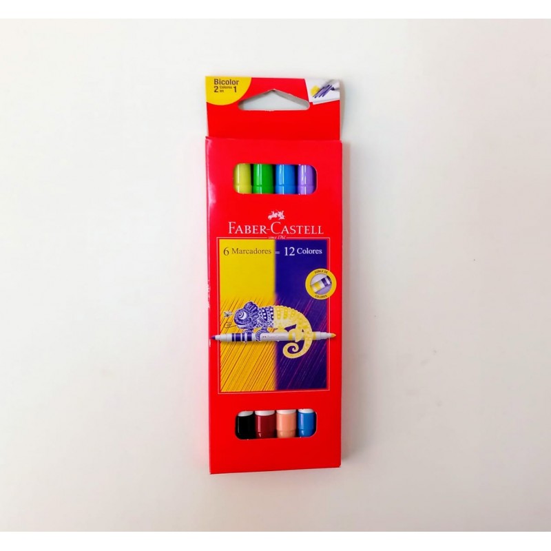 Marcadores faber-castell x6 duplo