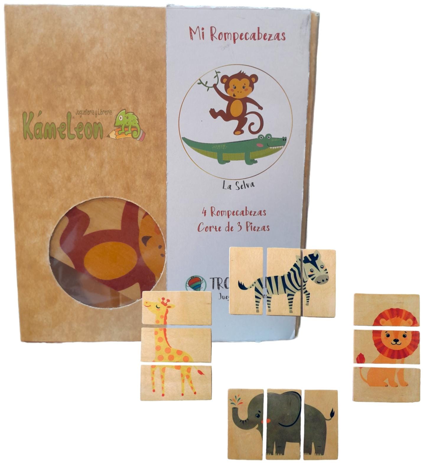 Juego "trompolin" 4 rompecabezas la selva 