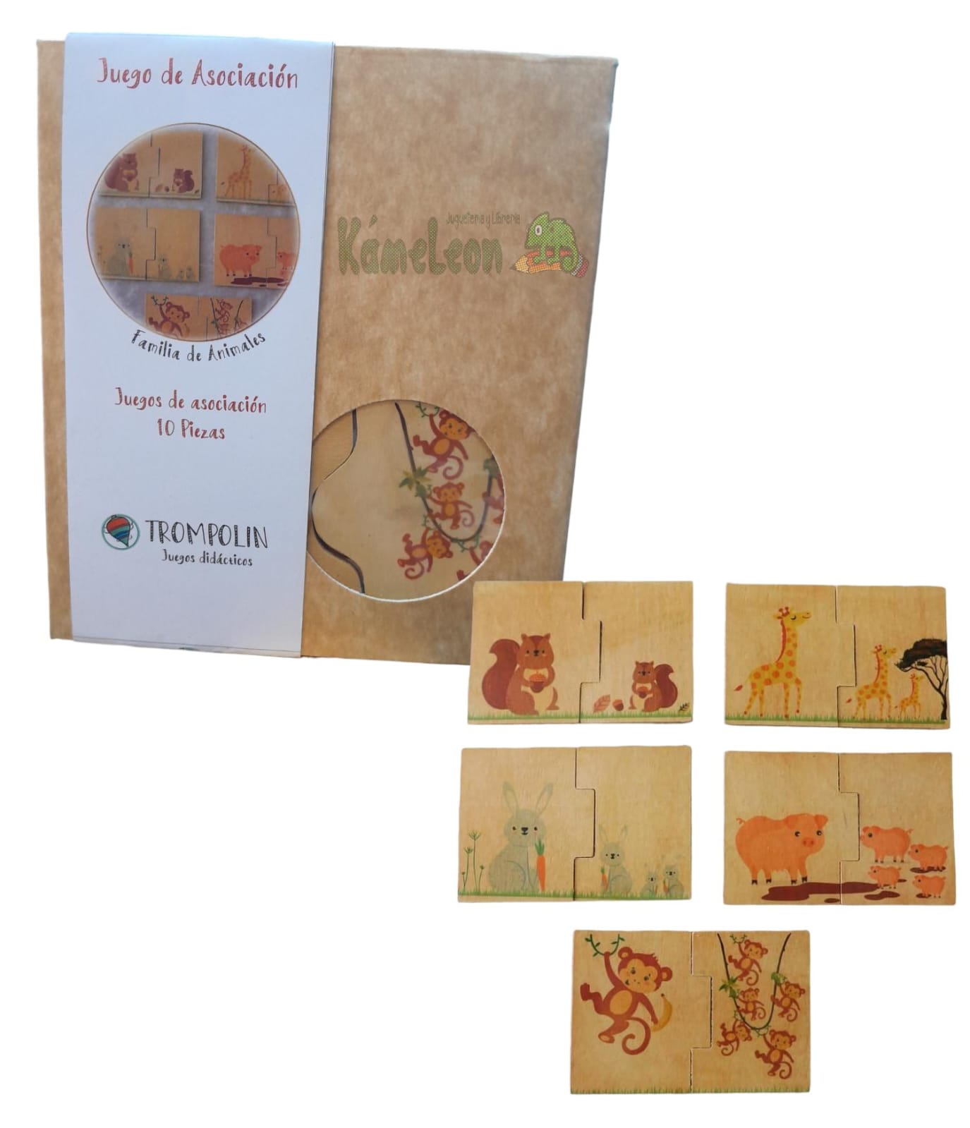 Juego "trompolin" asociacion de familia de animales 