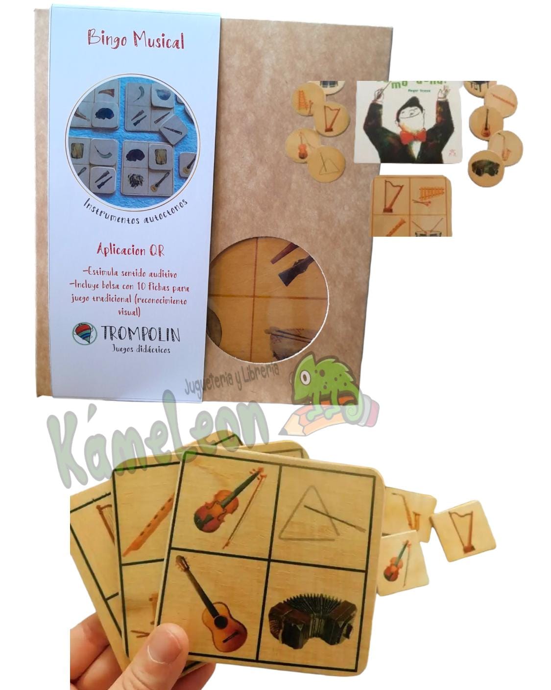 Juego "trompolin" bingo musical instrumentos autoctonos 