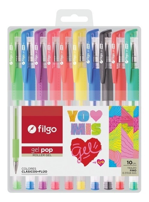 Roller filgo gel pop fluo / clasico x 10