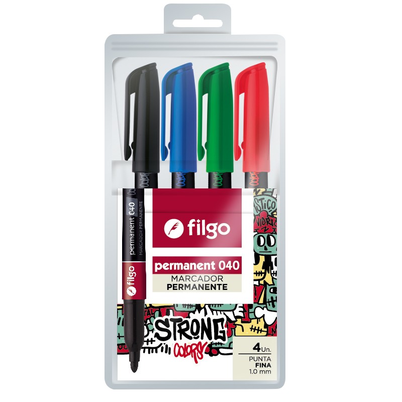 Marcadores filgo permanente x4 colores 040
