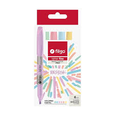 Resaltadores filgo redondo fino pastel x6