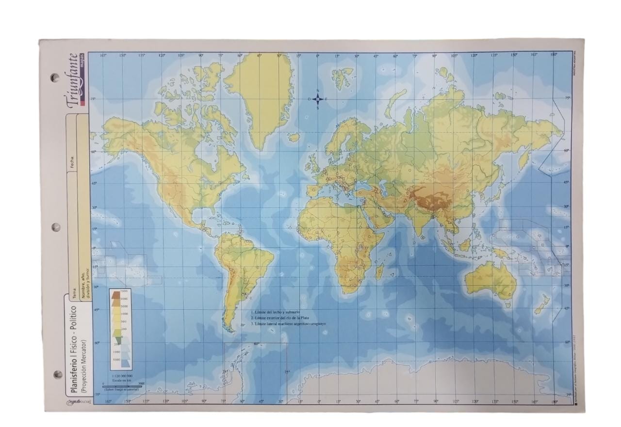 Mapa triunfante planisferio n5 fisico politico