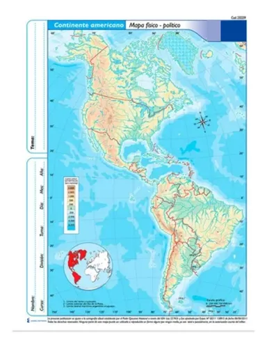 Mapa triunfante n6 continente americano fisico - politico
