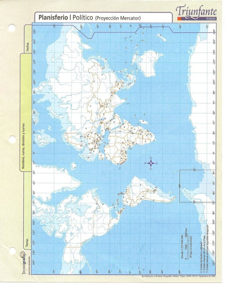 Mapa triunfante n6 planisferio politico 