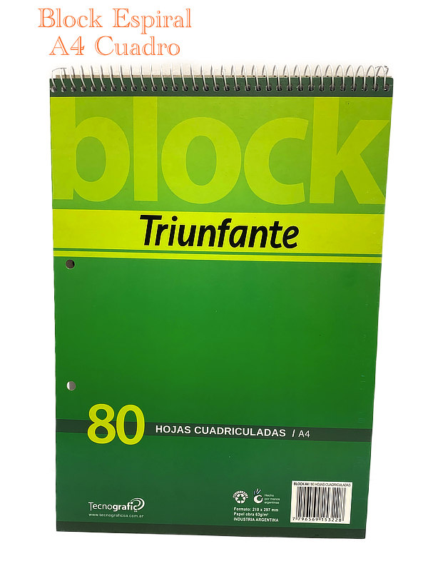 Block triunfante a4 espiral cuadriculada 