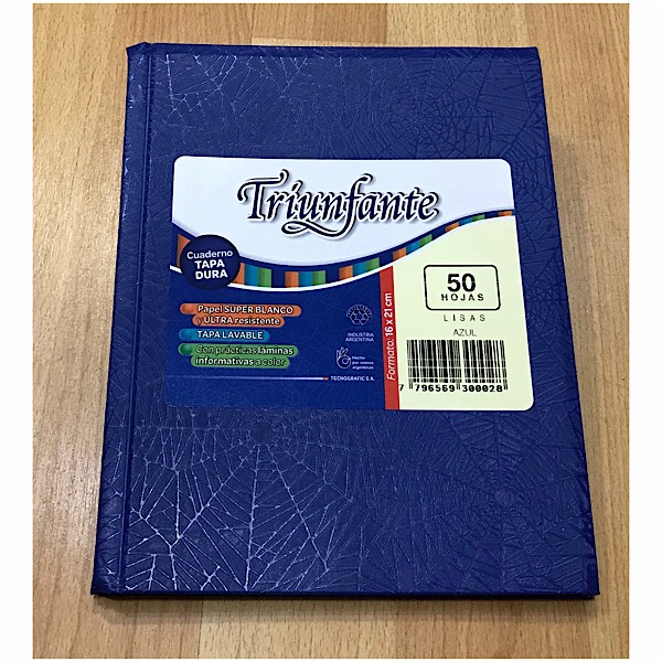 Cuaderno triunfante nro1 araÑa azul hojas lisas