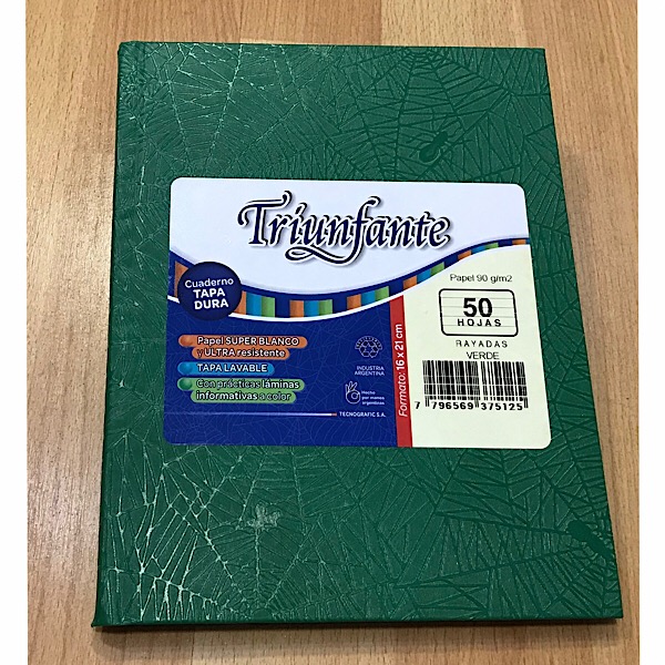 Cuaderno triunfante verde 50 hojas