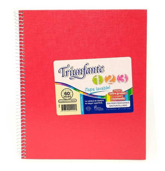 Cuaderno triunfante nro 7 espiralado cuadriculado rojo