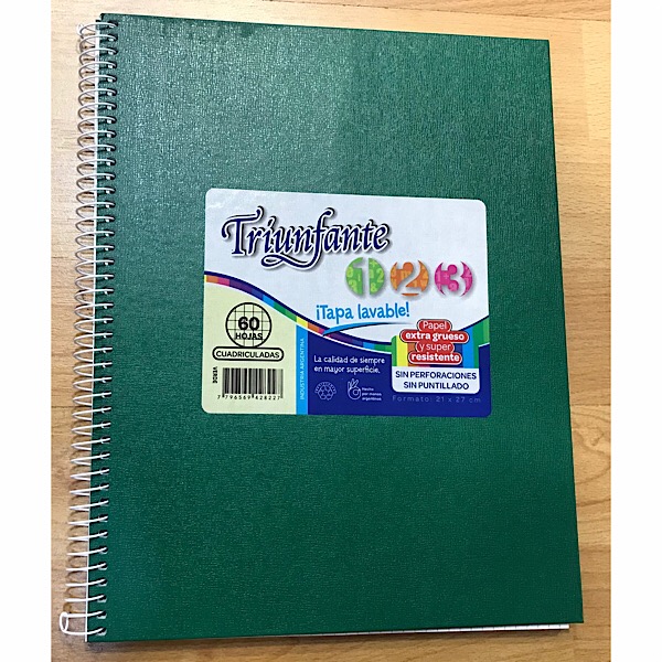 Cuaderno triunfante nro 7 espiralado cuadriculado verde oscuro