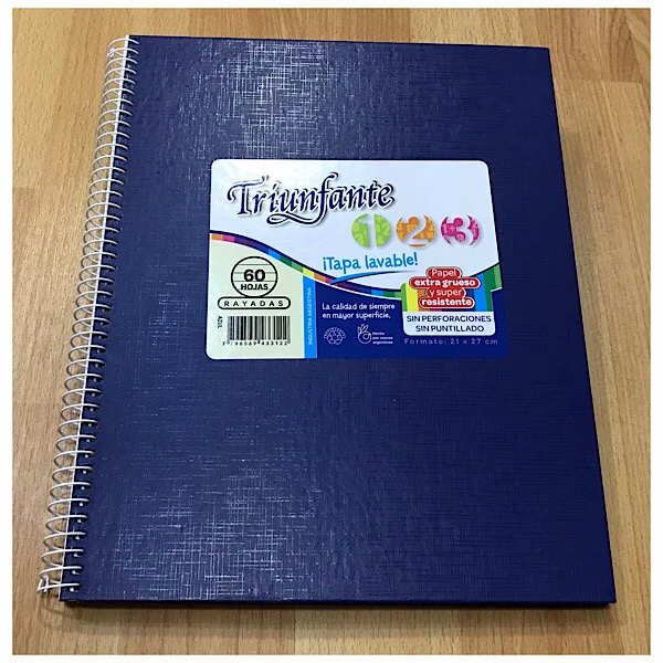 Cuaderno triunfante nro 7 espiralado rayado azul