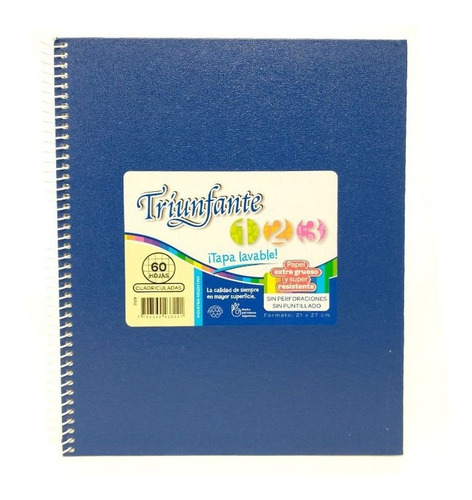 Cuaderno triunfante nro 7 espiralado cuadriculado azul