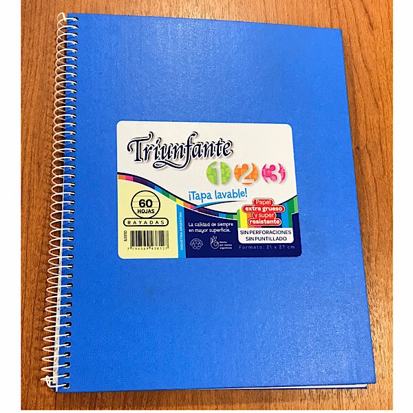 Cuaderno triunfante nro 7 espiralado rayado celeste