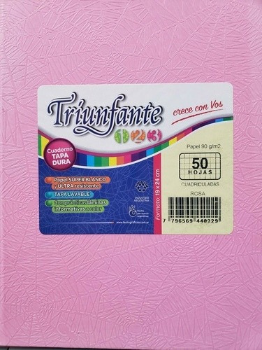 Cuaderno nro3 triunfante cuadros grandes rosa 