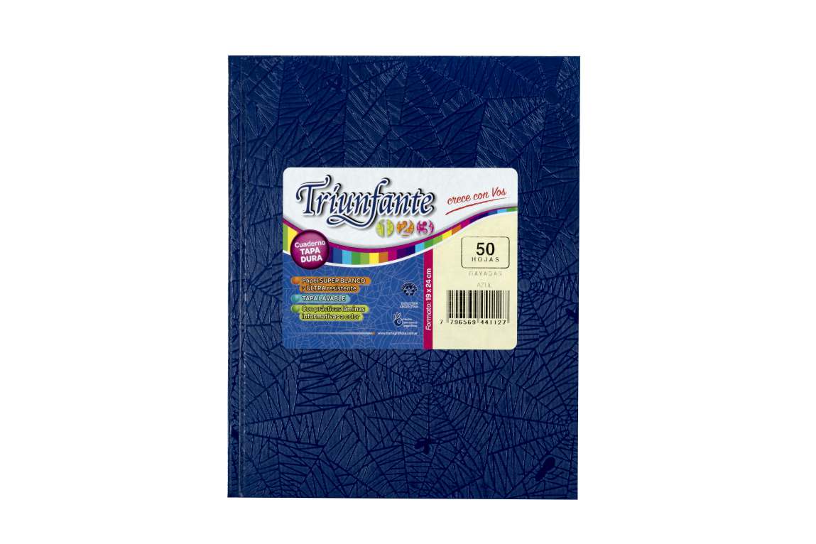 Cuaderno triunfante nro3 azul cuadriculado