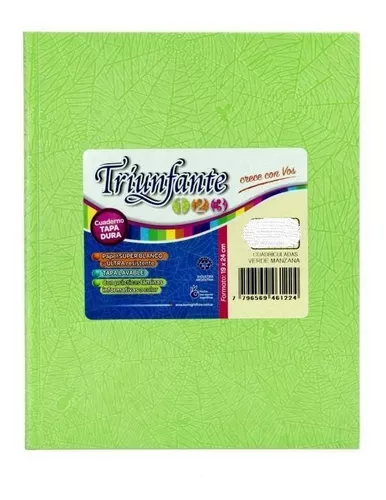 Cuaderno triunfante nro3 rayado verde manzana