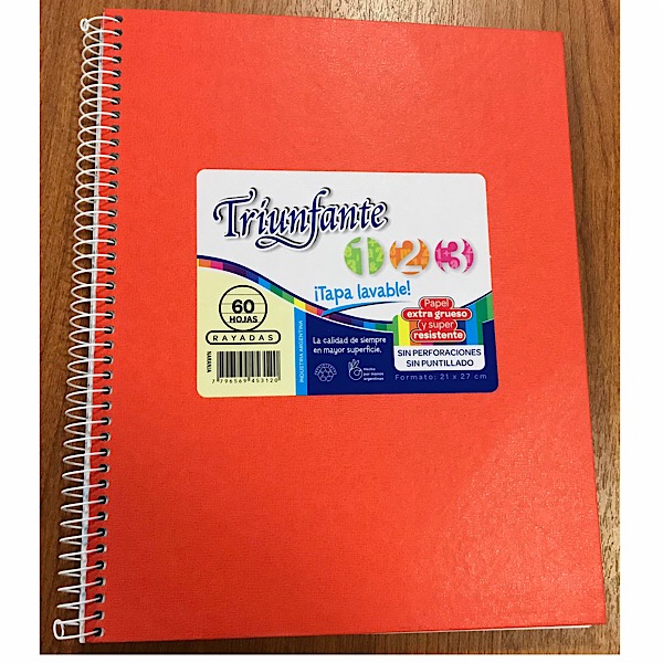 Cuaderno triunfante nro 7 espiralado rayado naranja